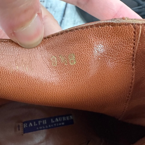 Ralph Lauren Purple Label Collection 8 1/2B Cognac Brown Leather fringe - Picture 13 of 14